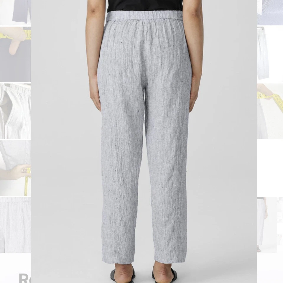 Eileen Fisher 100% 有机亚麻裤子 尺寸 S PP 26x24 灯笼 灰色 极简主义 二手状况完好 — 第 2/4 张图片