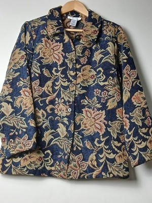  Wunderschöne Vintage 90er/Y2K Susan Graver Style Gobelin Jacke - Größe M 12-14