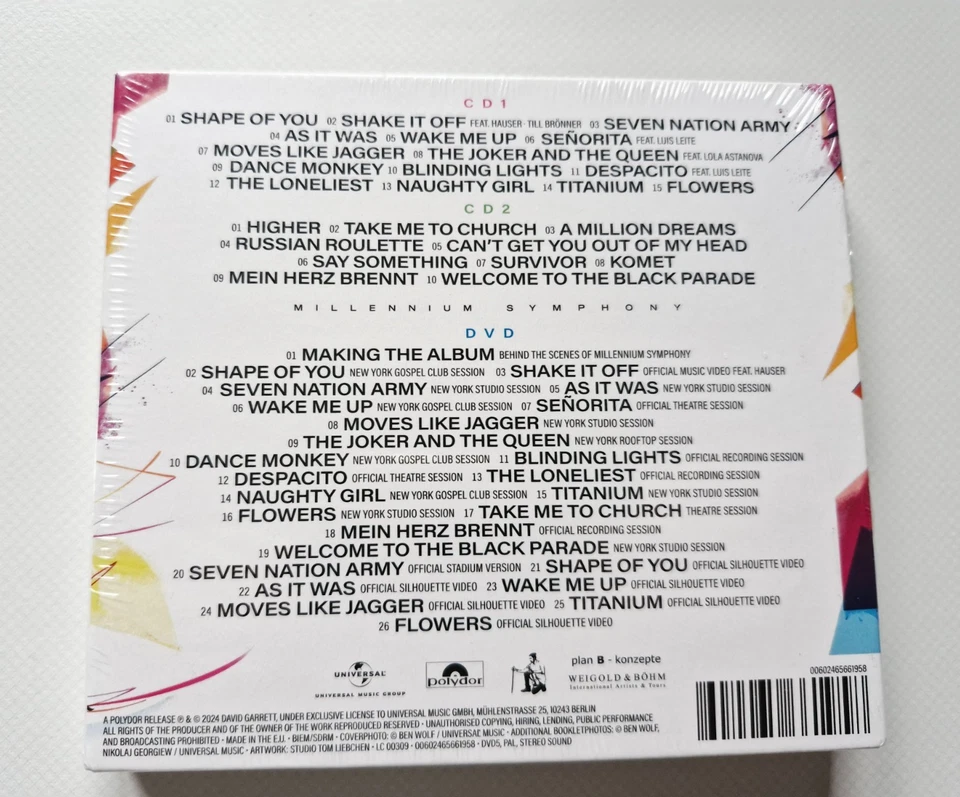 David Garrett Millennium Symphony Deluxe Edition 2-CD + DVD Digipak - Neu & OVP - Bild 2 von 2