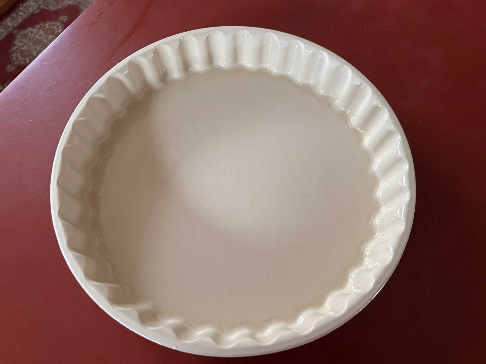 Vintage Beautiful Cousances FRANCE Cast Iron Quiche Tart Pie #26 Round RED