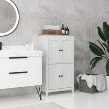 HOMCOM Bathroom Floor Cabinet with Adjustable Shelves and Doors, White