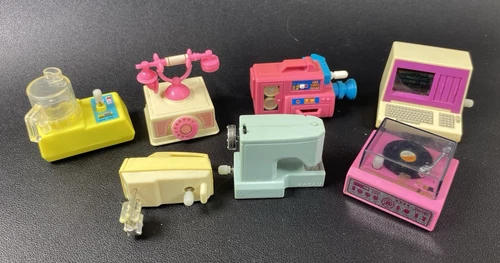 Lot Vintage 1980’s Barbie Windup Toys Sewing Machine, Computer, phone, and ect