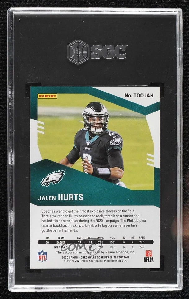 2020 Chronicles Turn of the Century Red /99 Jalen Hurts SGC 10 Rookie Auto RC - Image 2 of 2