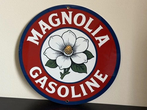 Hi Gloss Magnolia Gasoline Vintage Style Metal Sign Oil Gas