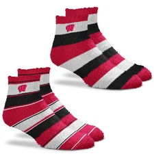 Wisconsin Badgers Skip/Pro Stripe Slipper Socks, 2-Pack, One Size