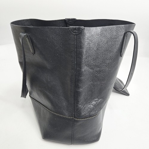 J Crew Carry All Tote Bag Black Leather Snap Pouch Slouchy Shoulder - Picture 6 of 16