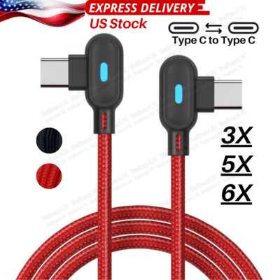 3/6x Lot 90° Degree Angle USB-C To TypeC Cable PD Fast Charging Cord For Samsung