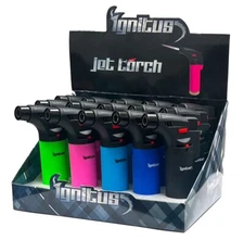 5 Pack IGNITUS FROSTED COLORS JET GUN TORCH LIGHTER