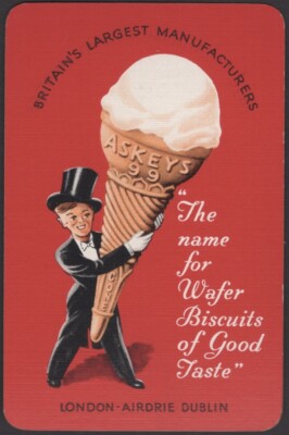 Spielkarten Einzelkarte alt Vintage * ASKEYS ICE CREAM * Werbung CONE BOY