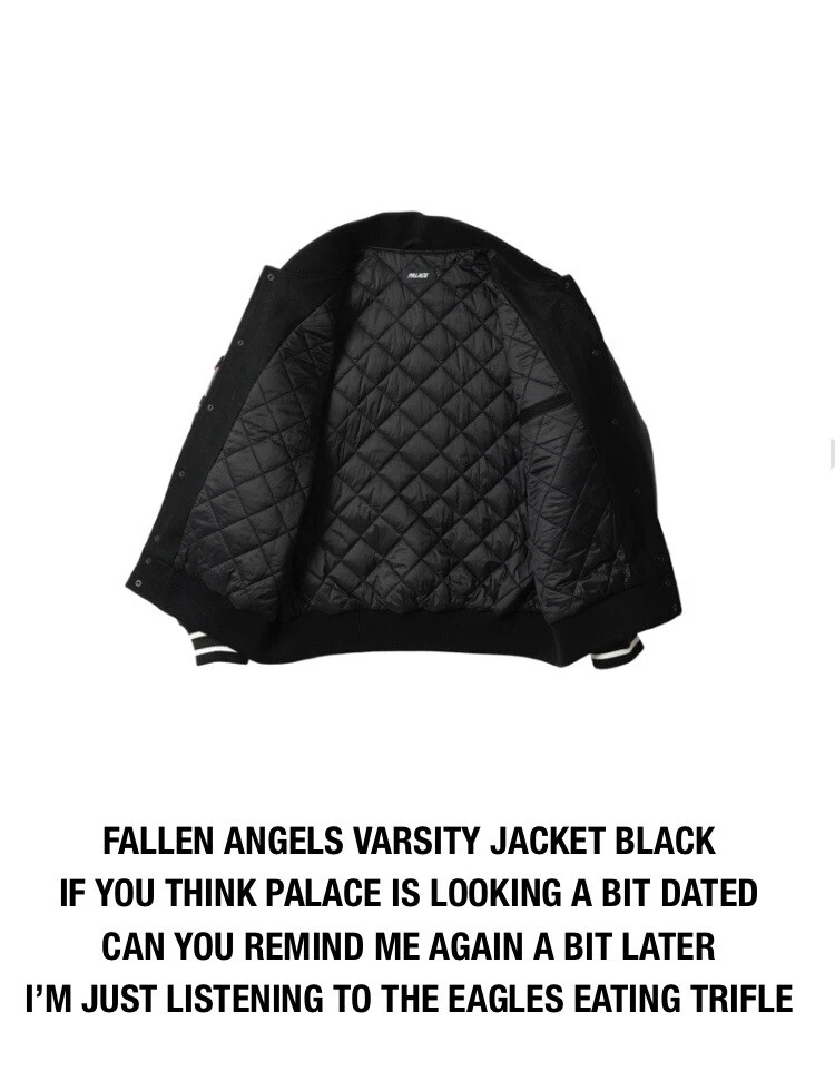 PALACE SKATEBOARDS FALLEN ANGELS VARSITY JACKET BLACK SMALL SS23