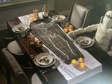 Storehouse Table Runner Halloween Wall  Hanging Spooky Decor Skeleton Coffin NWT