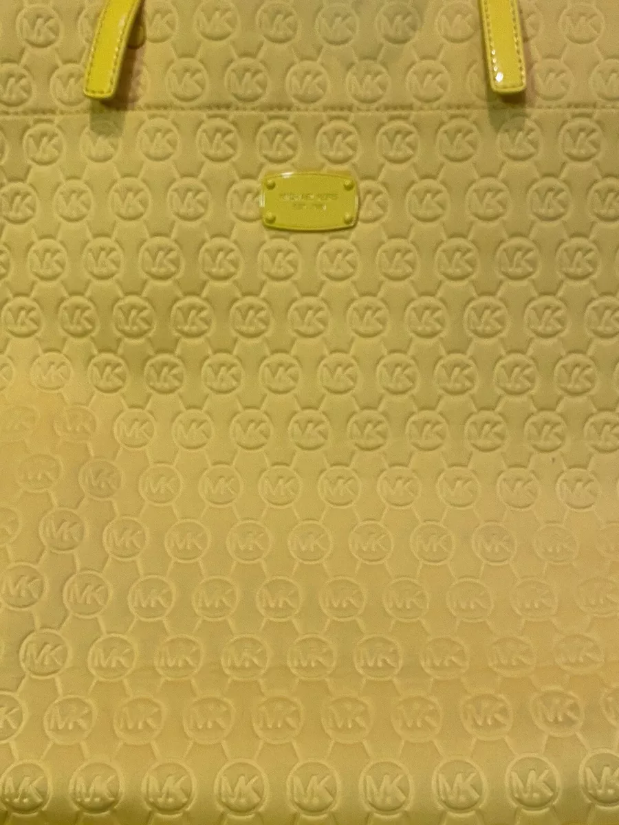 Michael Kors Yellow Monogram Leather Tote Shoulder Bag eBay