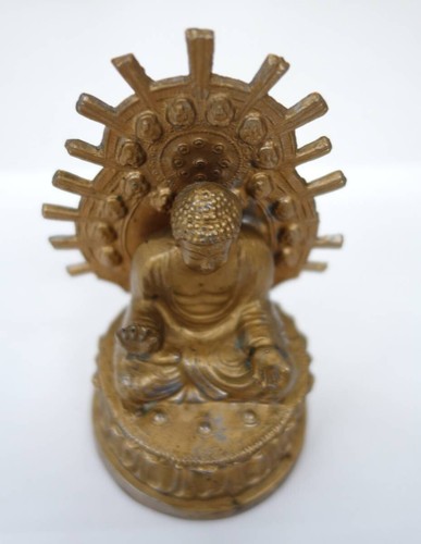 Japanese Vintage buddha statue handmade alloy carving 125mm tall ornament - Picture 7 of 10