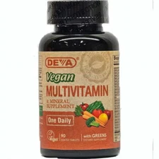 Deva Vegan Multivitamin  Mineral Supplement 90 Tablets with Iron Free Shipping