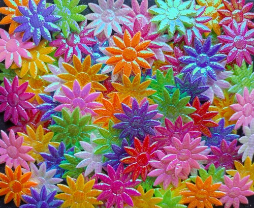 Lot De 75 Appliques Tissu Roses – Fleurs 5 Pétales – Pour Scrapbooking