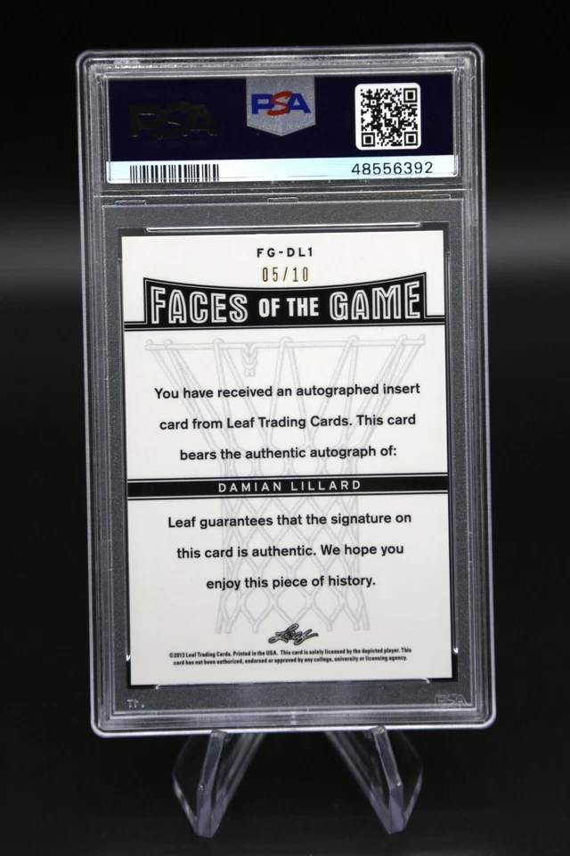 2012 Leaf Metal DAMIAN LILLARD Faces of the Game Green /10 Auto RC PSA 9 Mint 🔥 - Image 4 of 4