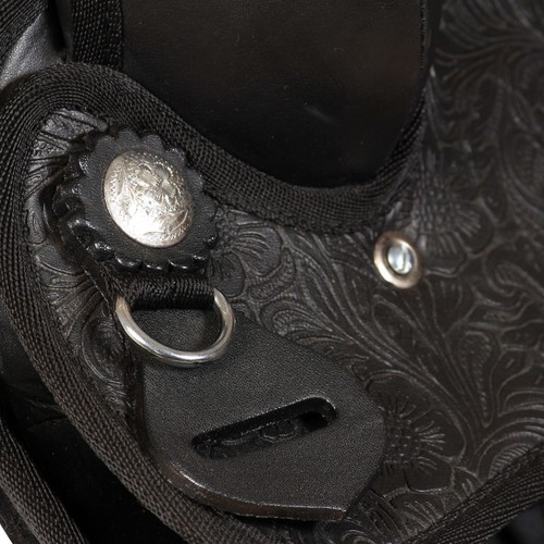 Western Saddle, Headstall& Collar Real Leather 12" Black S8A2 - Picture 9 of 12