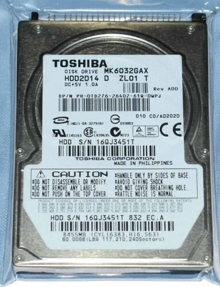 Toshiba MK6032GAX HDD2D14 60GB 5400RPM 8MB IDE 2.5" Laptop Hard Drive - Image 2 of 3