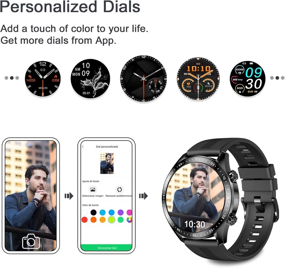 Smartwatch Uomo, Ossigeno nel Sangue/Frequenzimetro Monitor del Sonno Contapassi - Immagine 2 di 4