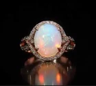 2CT OVAL CUT FIRE OPAL LAB CREATED WOMEN'S WEDDING RING 14K ROSE GOLD PLATED