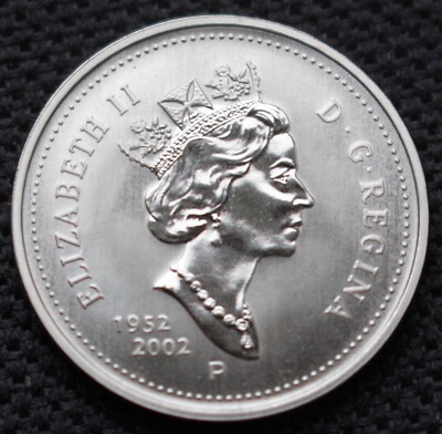 【希少】 2002年 ブリタニア 金メッキ 2ポンド銀貨  Mint 1952-2002 P CANADA 5 CENTS - SPECIMEN - Elizabeth II Golden