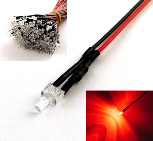 1,8mm 2mm 3mm 5mm 12V LED mit 20cm Kabel AUSWAHL  klar matt auto RGB UV - Bild 18 von 60