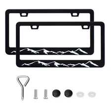 2x For Honda Car SUV Metal Black Mountains Raised License Plate Frame Tag Cover