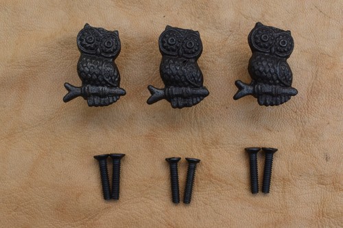 Vintage Cast Iron Knob Owl shape Door Drawer handle cupboard knobs Pulls 10 pcs - Picture 3 of 6