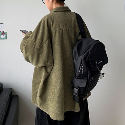 Lässiges Herren Cord Hemd Mantel Jacke Tops Bluse Retro Gestreift Baumwolle - Bild 9 von 14