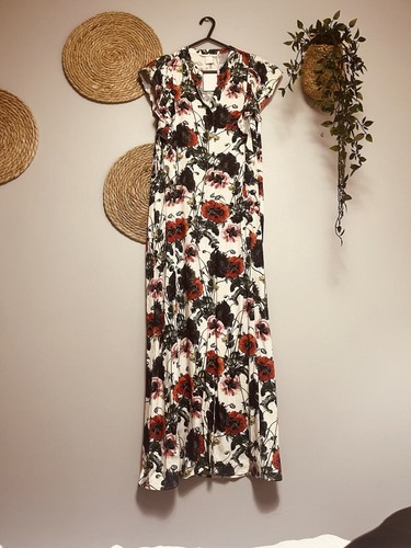 H&M Floral PRINT SHIRT DRESS SIZE 6 XS - Picture 7 of 9
