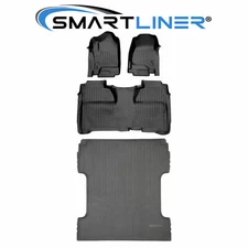 SMARTLINER Custom Fit Floor Mats Truck Bed Liner TPE 2014-2018 Silverado Sierra