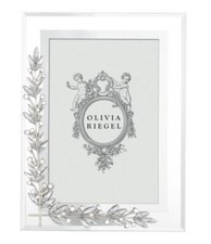 Olivia Riegel Photo Frame Laurel 5x7 Silver Cast Pewter w/ European Crystals