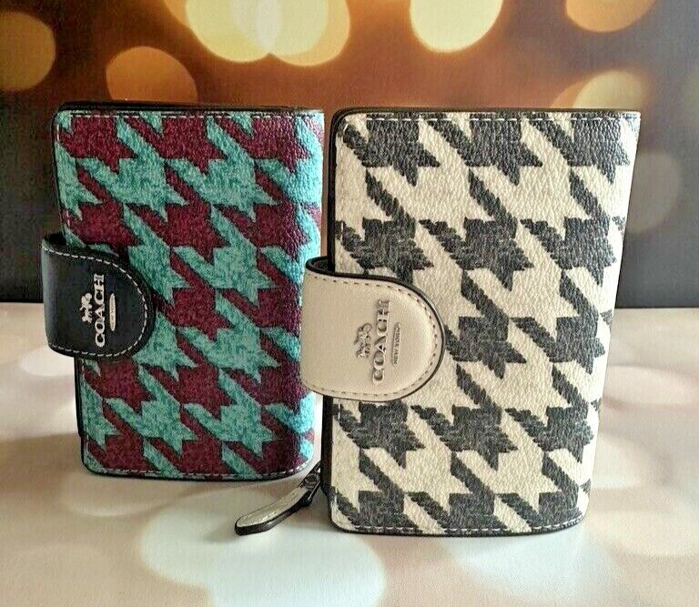 ウォシュレット NWT Coach Medium Corner Zip Wallet With Houndstooth Print CJ680 | eBay