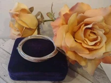 VTG Sterling Silver Heavy Solid Braided-Twist-Hinged Bangle Bracelet