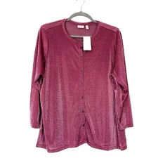 NEW Logo Lori Goldstein Cardigan Layer Women’s Size 3X Pink Metallic