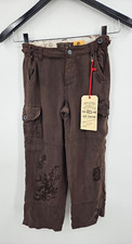 New Da-Nang Silk Utility Pants Girls 5 Chestnut Brown Cargo Pockets