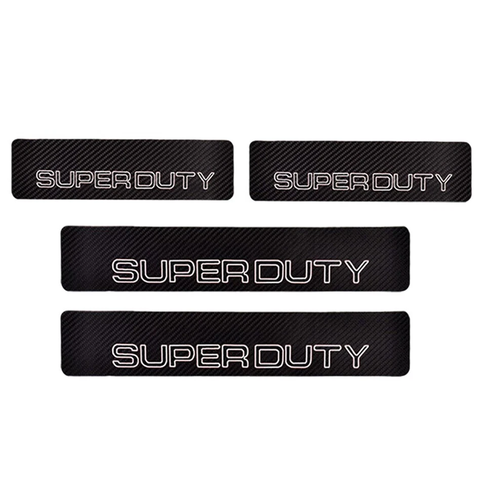 4 Pcs Carbon Fiber Leather Car Door Sill Protector for F-250 F-350 Super-Duty - Imagem 3 de 4