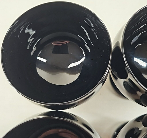 4 Block Capers Black Water Goblets Set Elegant Table Drink Stemware Portugal Lot - Picture 13 of 23