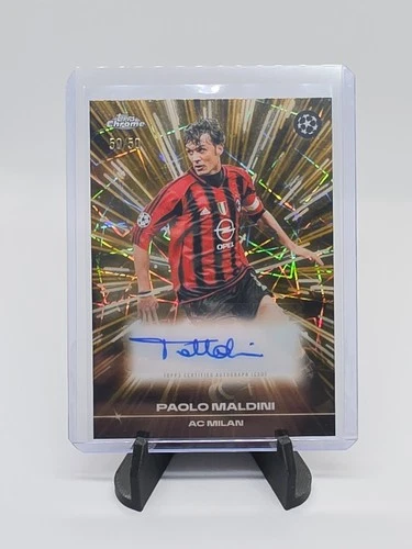 Paolo Maldini Black Lazer Auto Gold /50 Book End Ac Milan 2025-26 Topps Chrome