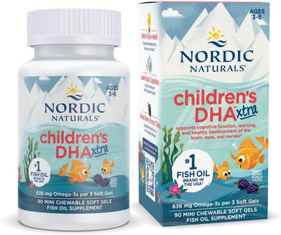 Children S DHA Xtra, Berry Punch - 90 Mini Chewable Soft Gels for Kids - 636 Mg 