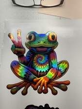 Psychedelic Peace Frog Holographic Vinyl Decal