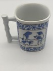 Vtg Porcelain Farm Animal Coffee Mug Tajimi (3) Floral Pattern Cow Geese Chicken — photo 10