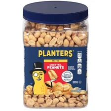 PLANTERS Salted Cocktail Peanuts, Party Snack, Plant-Based Protein, After School