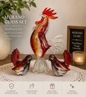 Murano Art Glass Rooster & Bird Figurine Set Hand Blown Italian Glass Vintage
