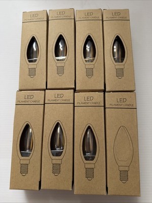 E12 LED Candelabra Light Bulbs Clear C35 2700K Set Of 8