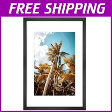 Black 16x24 Picture Frame with Mat - High Definition Glass