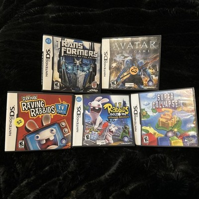 Lot Of 5 Nintendo DS Games Avatar Rabbids Transformers Super Collapse