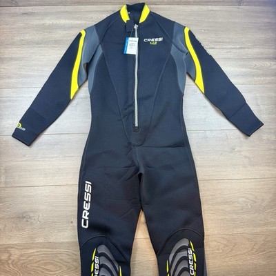 NWT Cressi Wetsuit 2,5mm Monopiece Men Medium M-3 Black Yellow Diving Warm Water