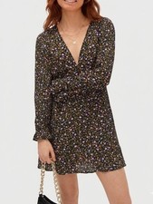 Zara Floral Mini Dress Sz XL Babydoll Y2K Long Sleeve A Line V Neck Cottagecore