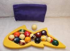 Billiard Ball Set Mini Size 1-1/2 Inch Pool Balls Complete 16 Balls Set Vintage